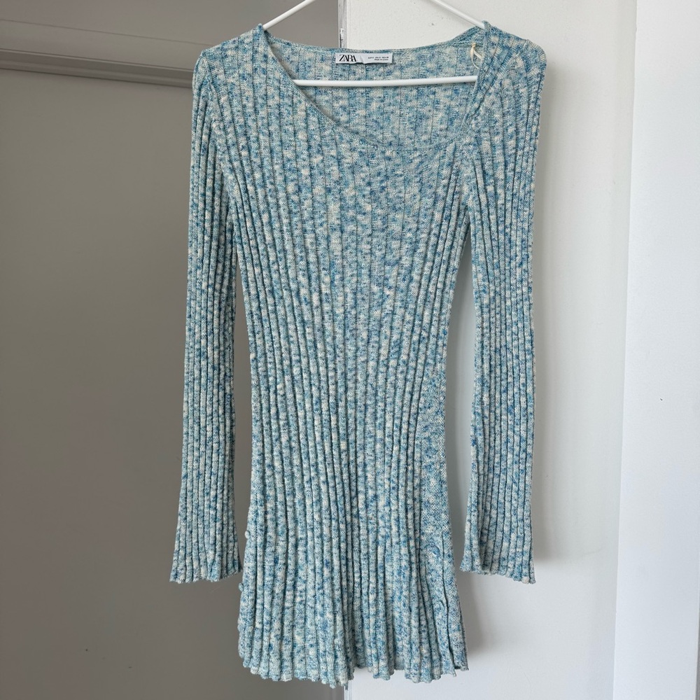 Zara Green Long Sleeve Sweater Dress
